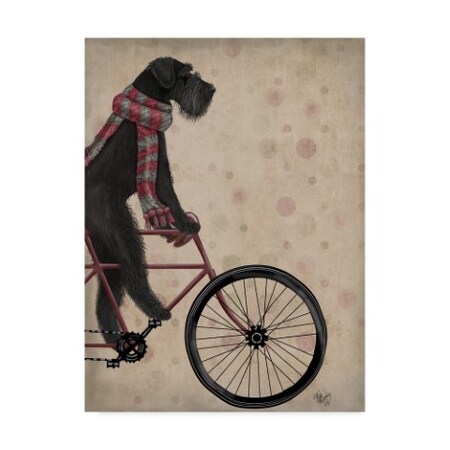 Fab Funky 'Schnauzer On Bicycle, Black' Canvas Art,24x32